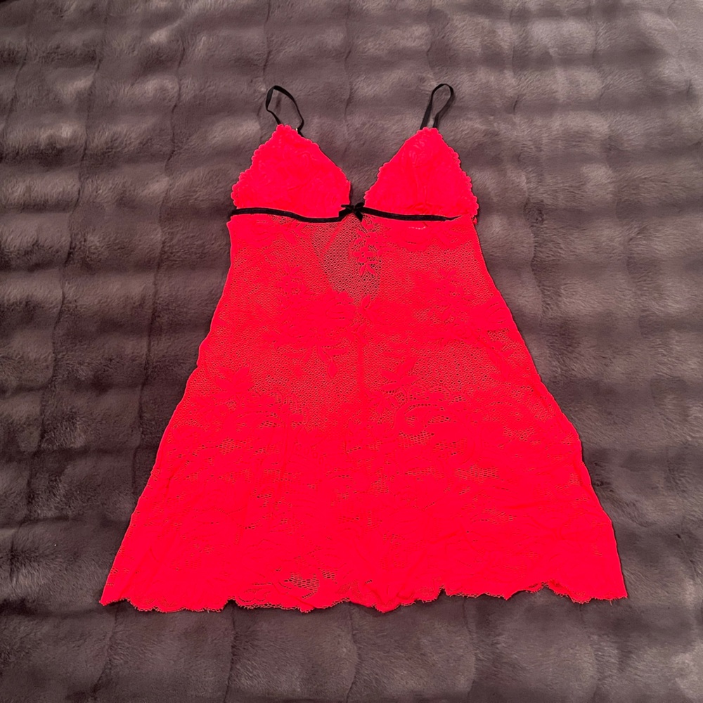 Victoria's Secret Red Lace Lingerie with Black Trim - Small (S) - NWOT